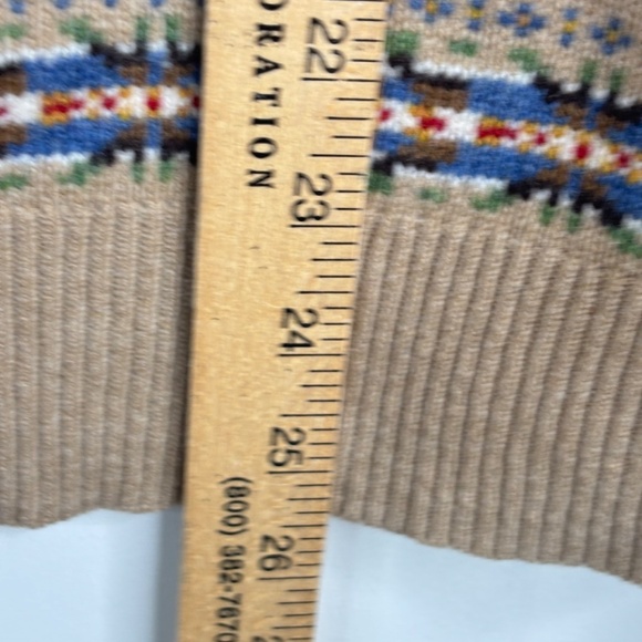 J Crew Fair Isle Wool Sweater Women XS Christmas Tan Rainbow Neutral Holiday - Picture 8 of 11